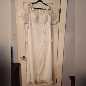 AZAZIE Amedeus Wedding Reception Dress, Ivory A-Line, Lace Chiffon, Size 16 NWT